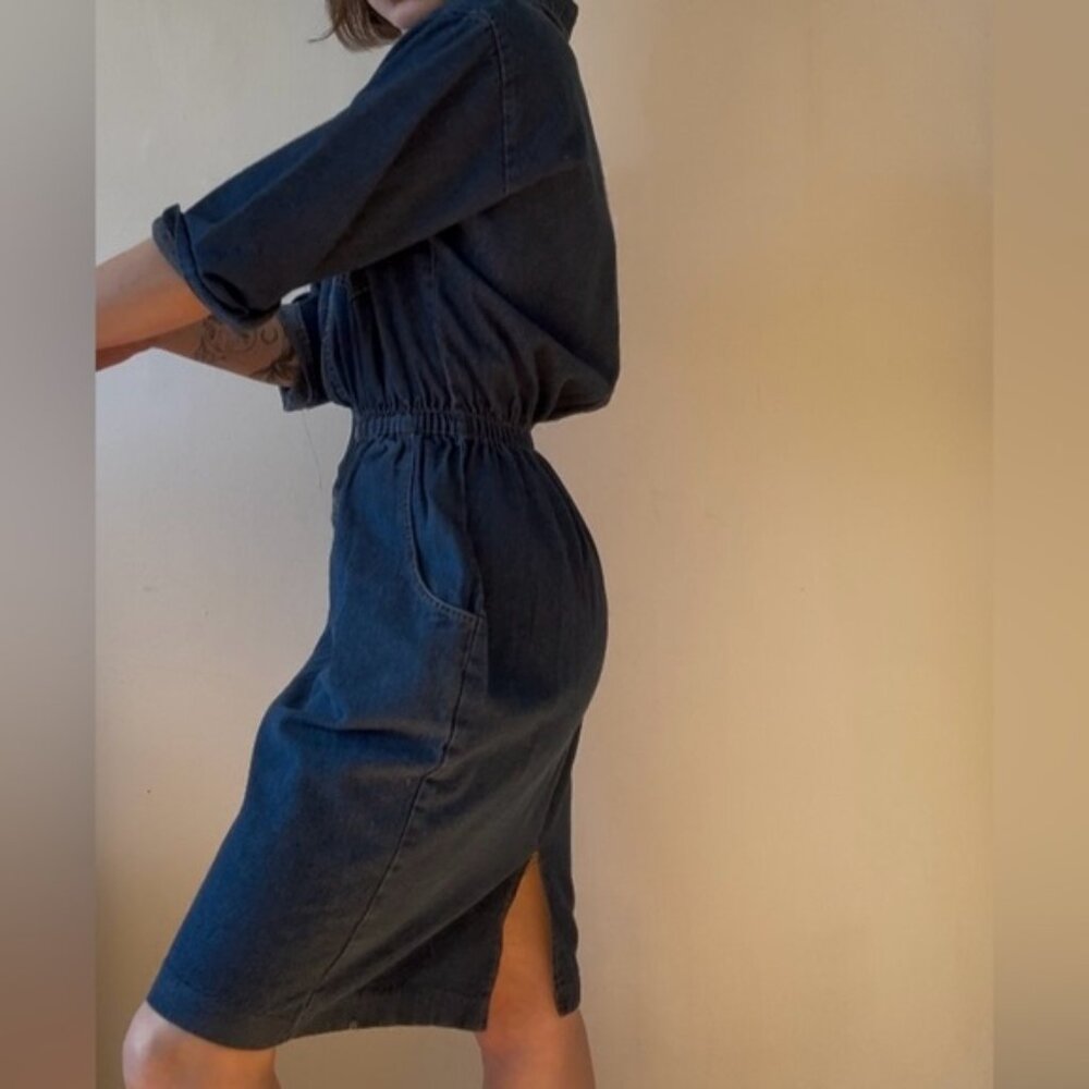 ✨ Vintage 70s/80s Dreams Denim Dress – Perfectly Worn In, Fits S-M ✨
